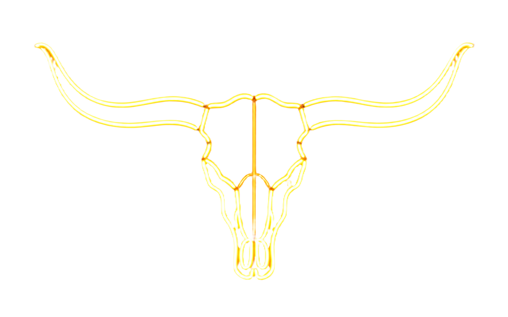 Neon longhorn steer skull